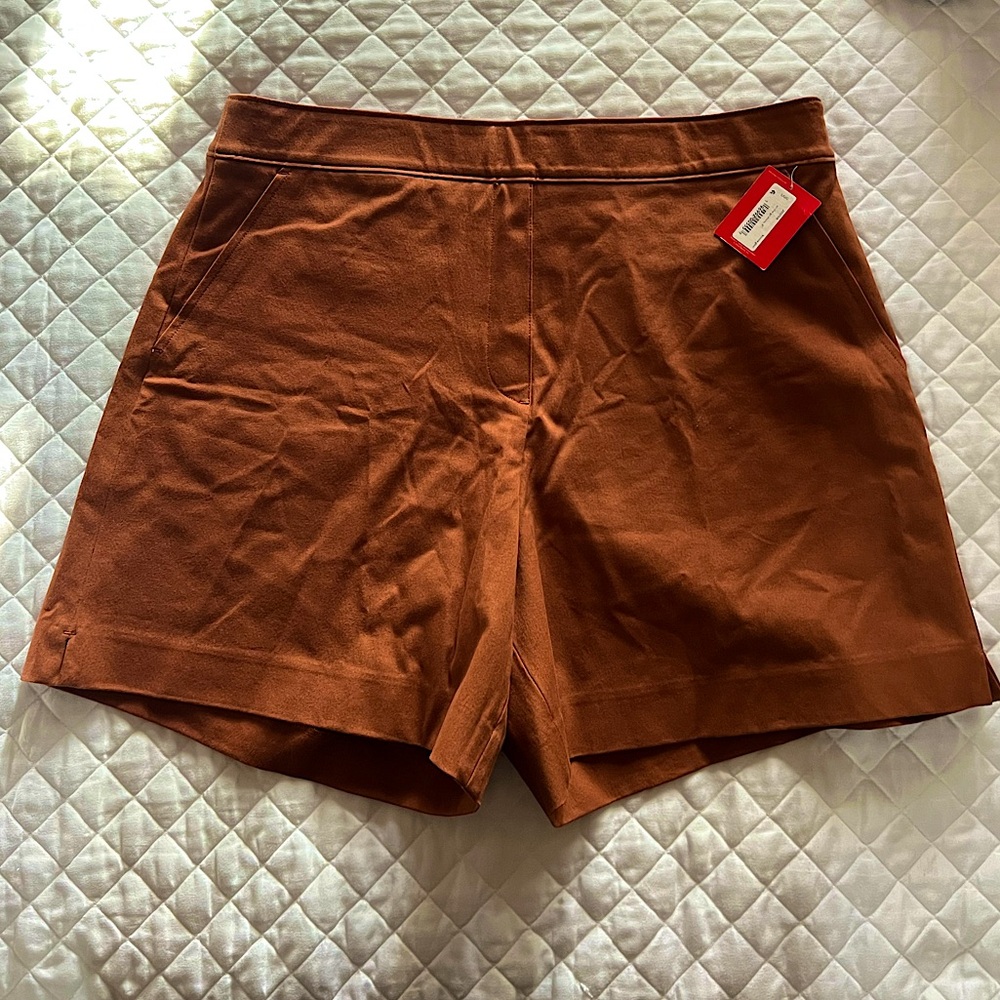 Spanx 6” twill shorts (bronze glow)